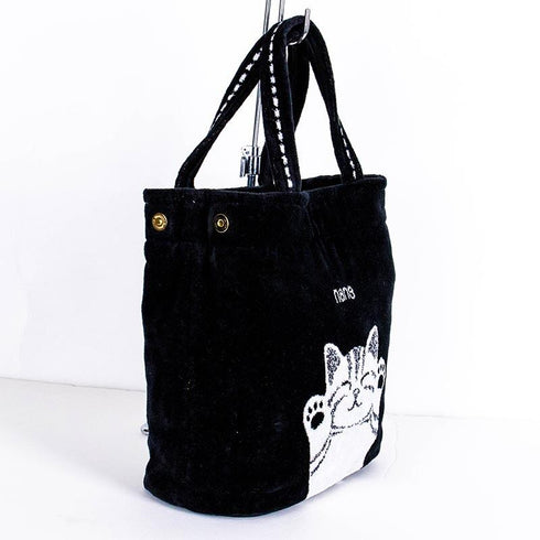 バッグ 横浜ナナ 湘南ナナ NANA タウンバッグ バンザイネコ柄 クロシロ nn-twn8-B